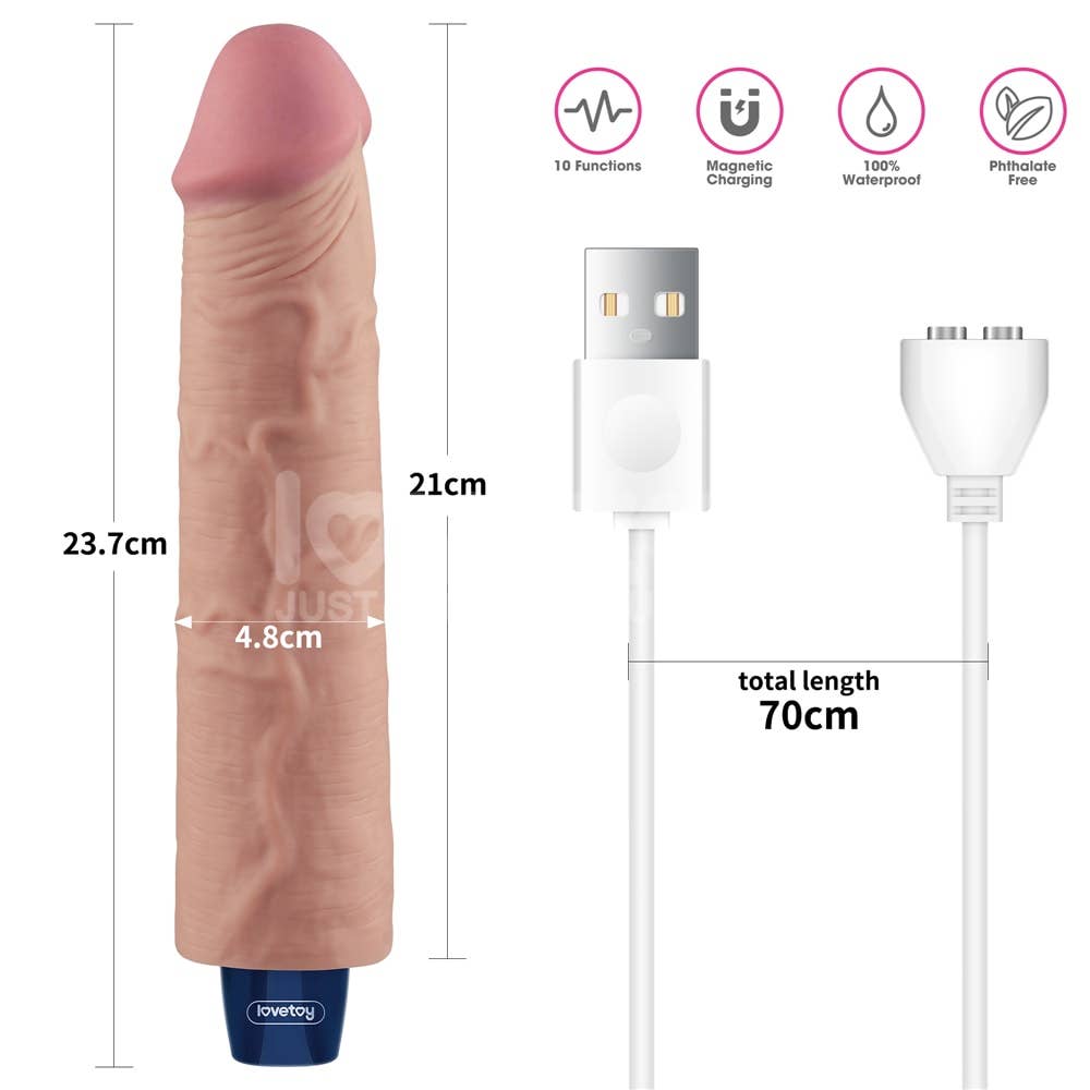 9.5" REAL SOFTEE Rechargeable Vibrating Dildo Flesh